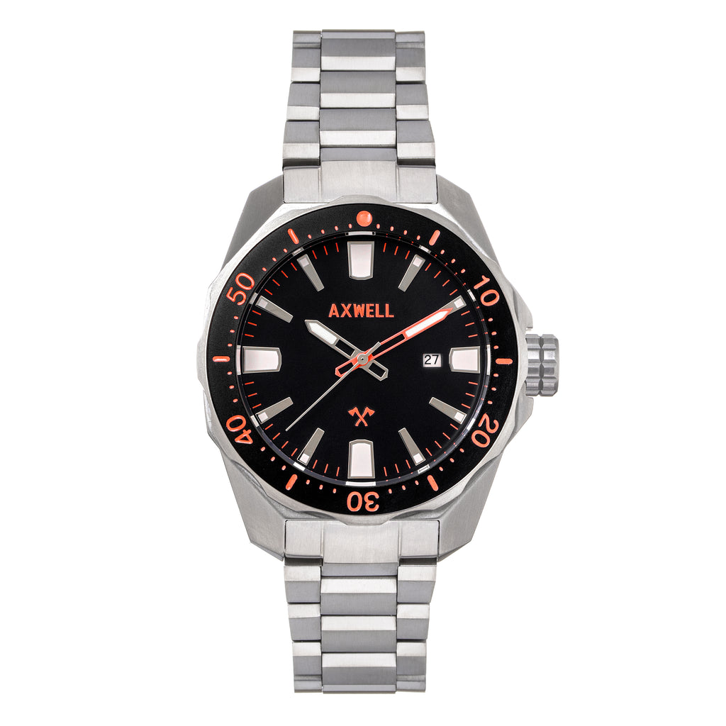 Axwell Timber Bracelet Watch w/ Date - Black/Orange - AXWAW107-2