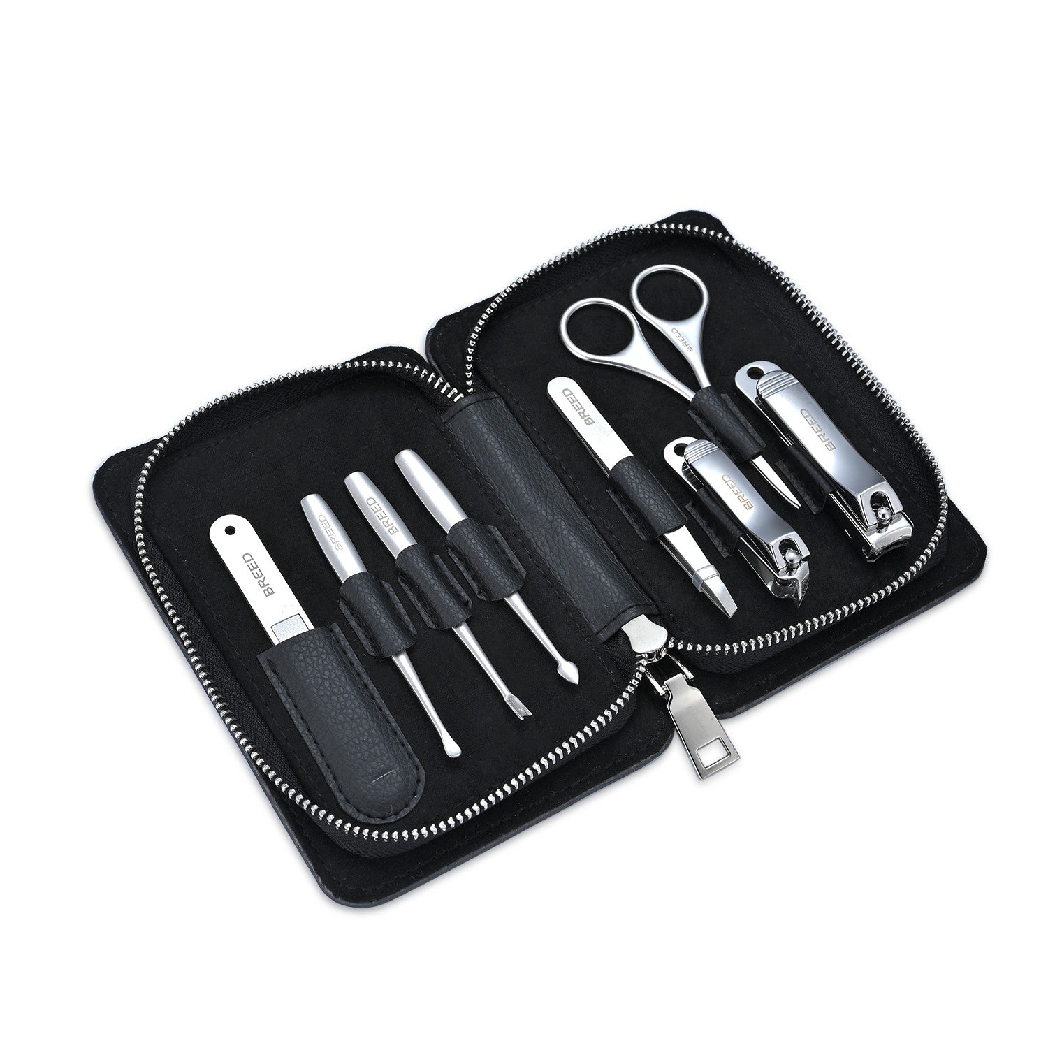 Breed Nitro 8 Piece Surgical Steel Groom Kit - Carbon Fiber - Racing Blue - BRDGRMKIT-CF03