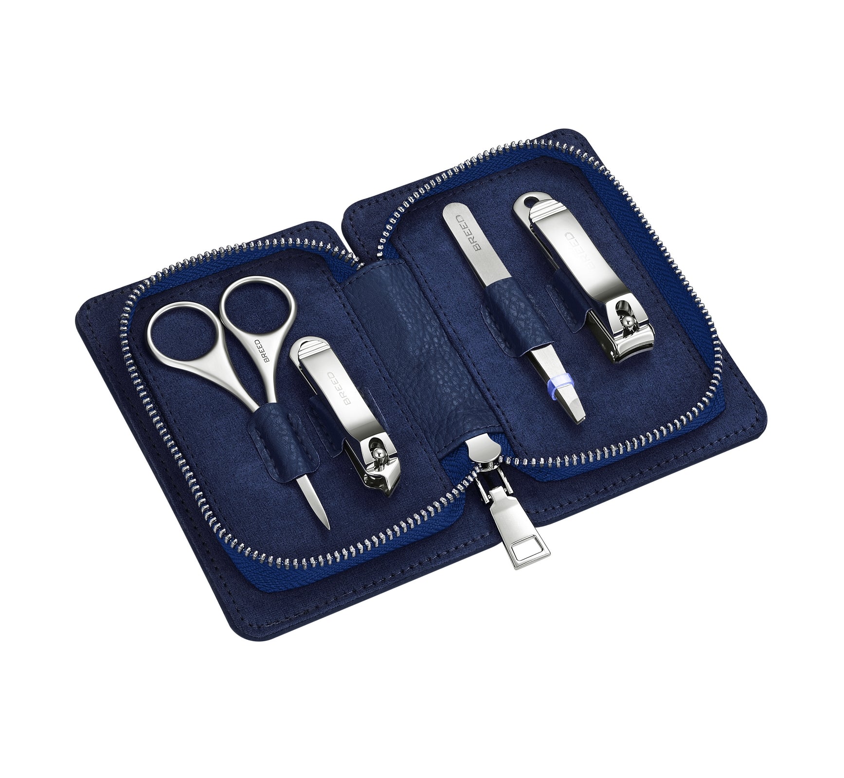 Breed Turbo 4 Piece Surgical Steel Groom Kit - Carbon Fiber - Racing Blue - BRDGRMKIT3-CF03