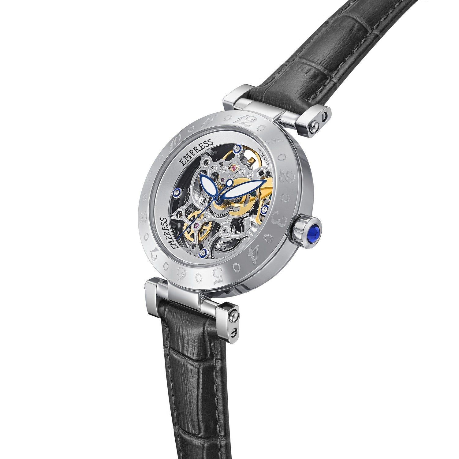 Empress Theodora Automatic Leather-Band Watch - Silver/Black - EMPEM3701