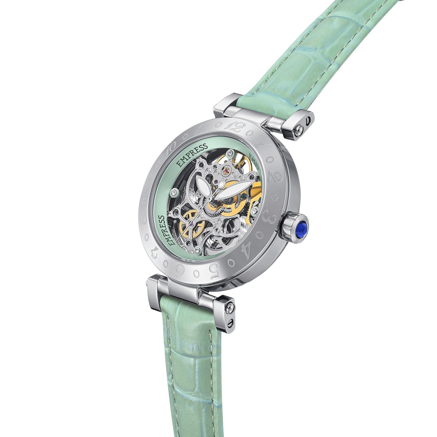 Empress Theodora Automatic Leather-Band Watch - Silver/Mint - EMPEM3704