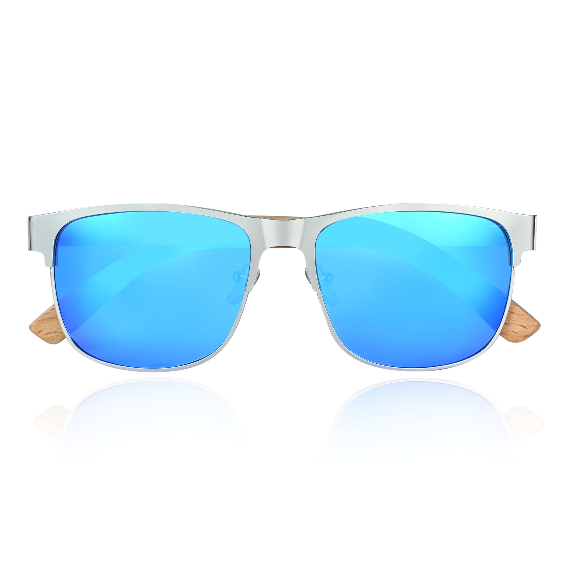 Earth Wood Troon Polarized Sunglasses - Bamboo/Blue - ESG603-4