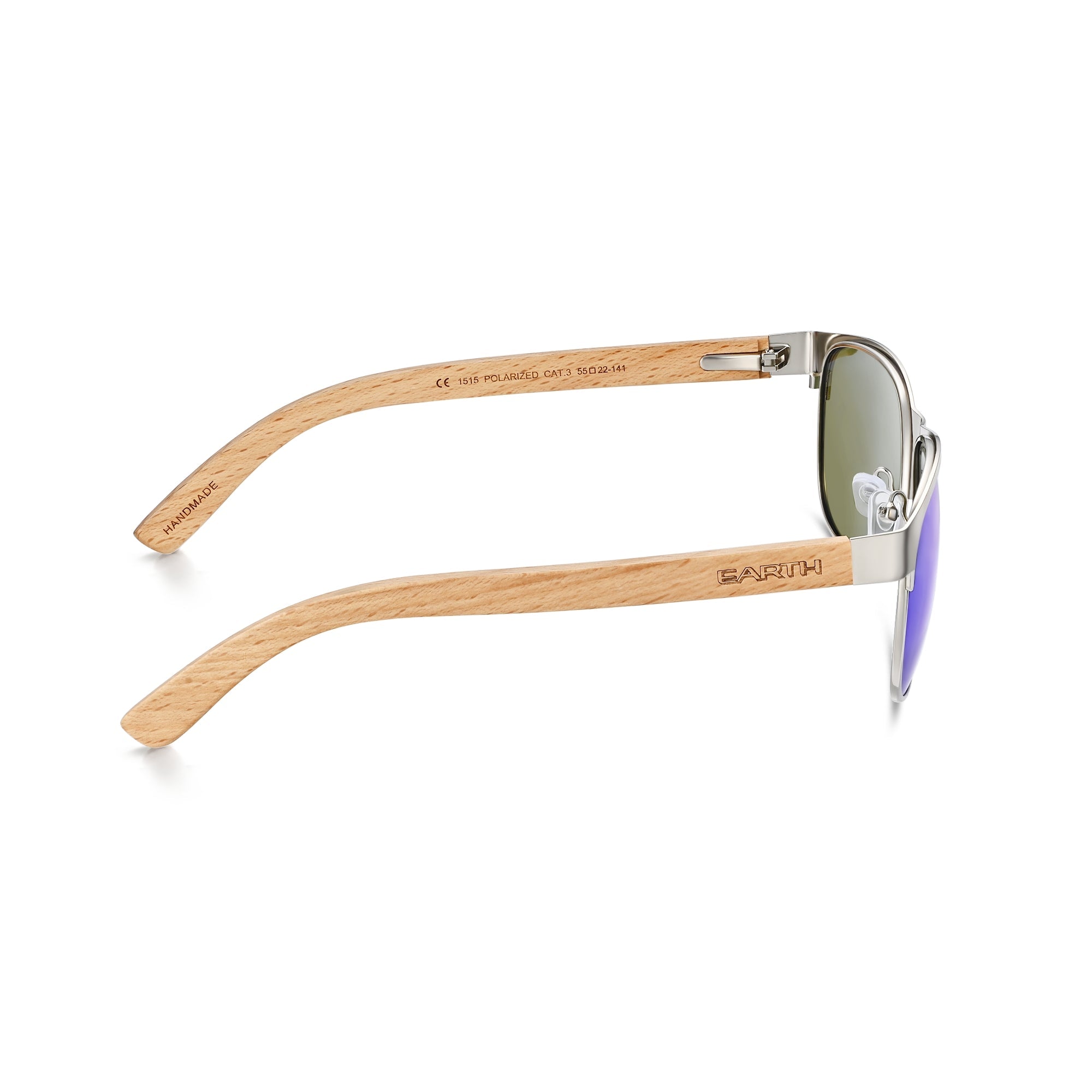 Earth Wood Troon Polarized Sunglasses - Bamboo/Blue - ESG603-4