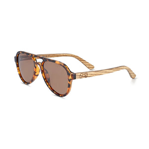 Earth Wood Mazatlan Polarized Sunglasses - Zebra/Brown - ESG608-3
