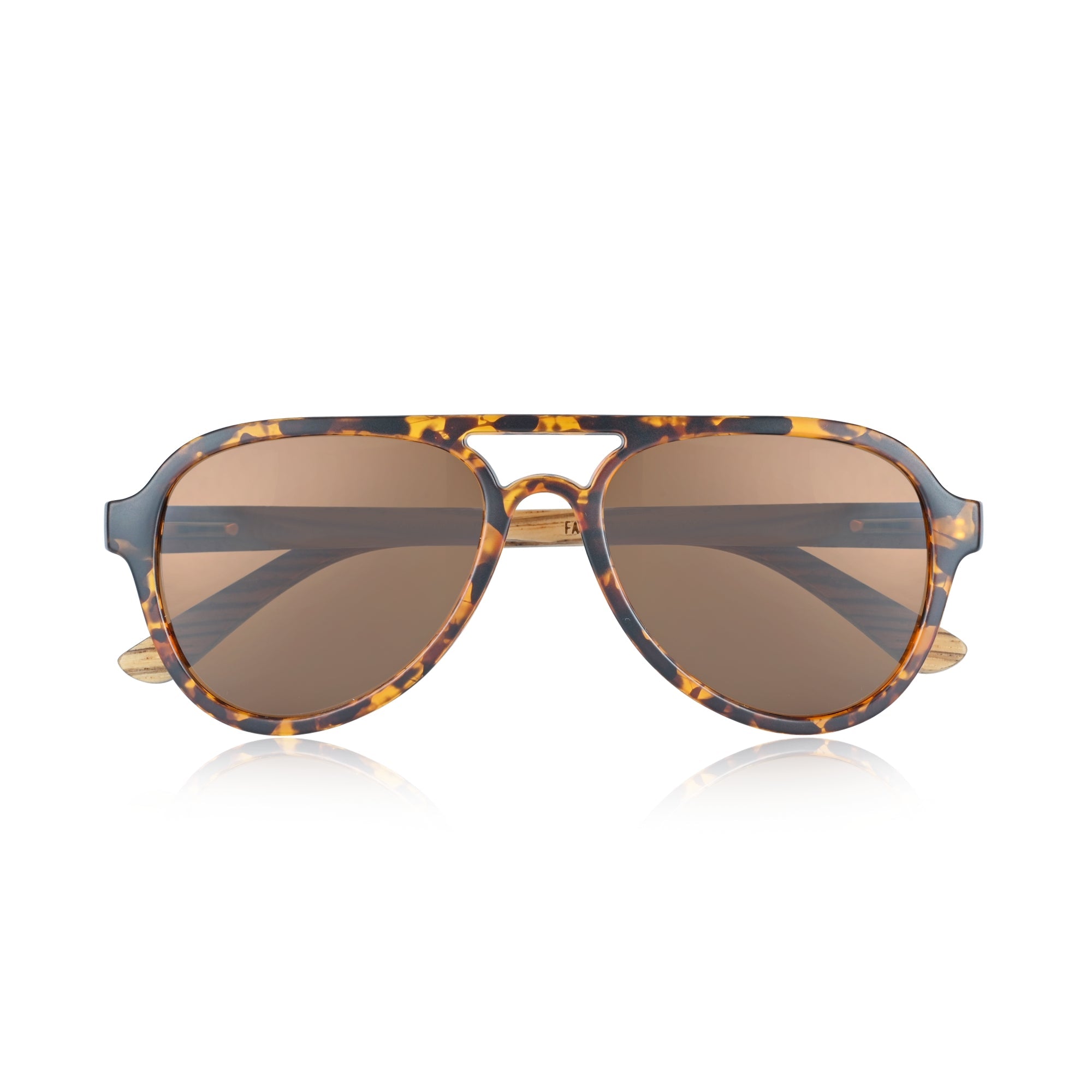 Earth Wood Mazatlan Polarized Sunglasses - Zebra/Brown - ESG608-3