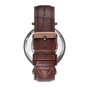 Heritor Automatic Lincoln Semi-Skeleton Leather-Band Watch - Bronze/Brown - HERHS3605