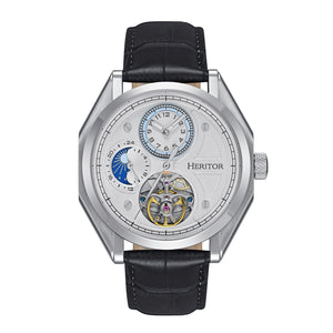 Heritor Automatic Antoni Leather-Band Watch - Silver/Black/White - HERHS4302