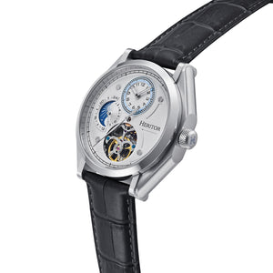 Heritor Automatic Antoni Leather-Band Watch - Silver/Black/White - HERHS4302