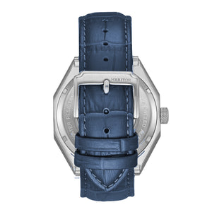 Heritor Automatic Antoni Leather-Band Watch - Silver/Blue - HERHS4303