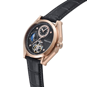 Heritor Automatic Antoni Leather-Band Watch - Rose Gold/Black - HERHS4306