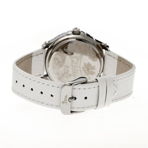 Boum Belle Crystal-Bezel Leather-Band Ladies Watch - Silver/White - BOUBM2605