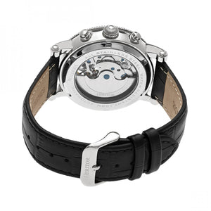 Heritor Automatic Winston Semi-Skeleton Leather-Band Watch - Silver/Black - HERHR5202