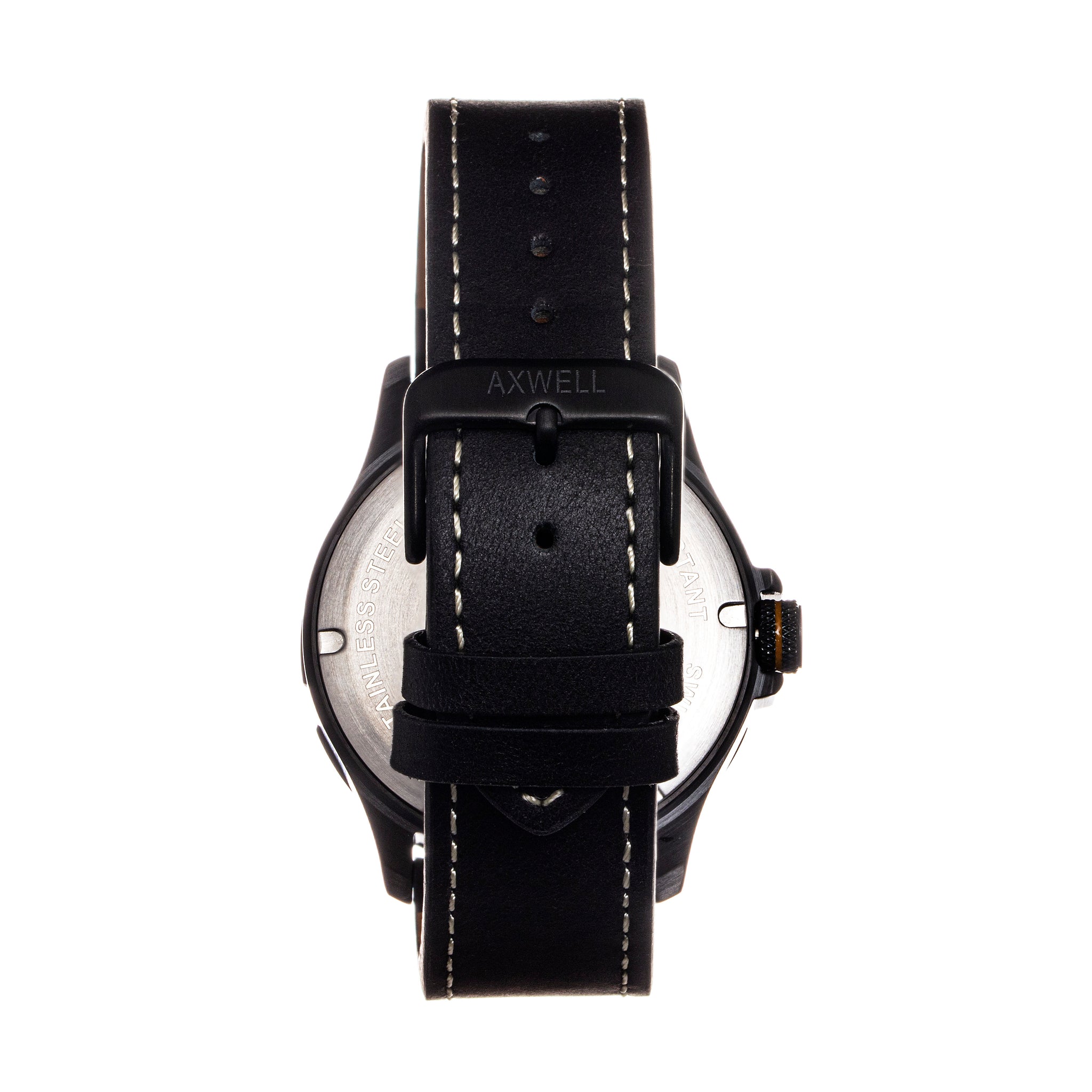 Axwell Blazer Leather Strap Watch - Black - AXWAW106-5
