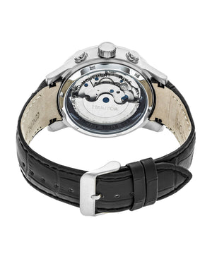 Heritor Automatic Hannibal Semi-Skeleton Leather-Band Watch - Silver - HERHR4101
