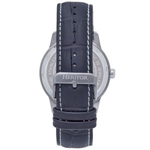 Heritor Automatic Davies Semi-Skeleton Leather-Band Watch - Silver/White - HERHS2501