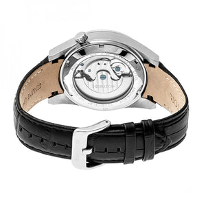 Heritor Automatic Alexander Semi-Skeleton Leather-Band Watch - Silver/White - HERHR4901