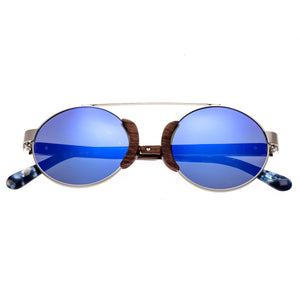 Earth Wood Talisay Polarized Sunglasses - Silver/Purple-Blue - ESG015R