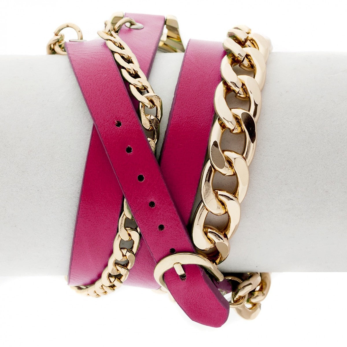 Boum Emballage Bracelet Multi-Wrap Leather-Band Watch - Gold/Pink - BOUBM3801
