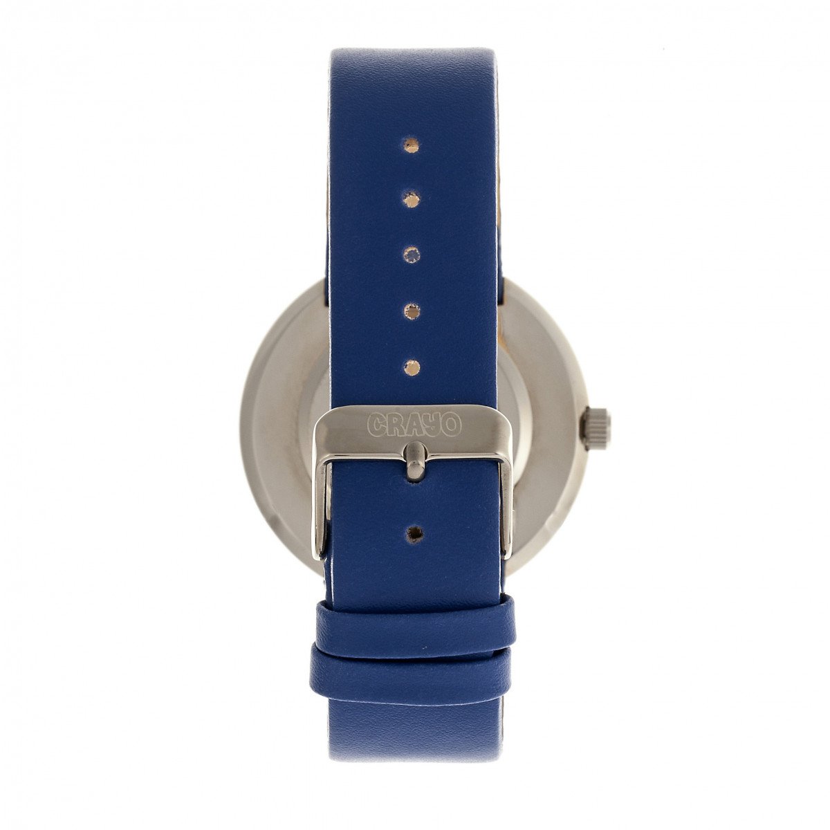 Crayo Button Leather-Band Unisex Watch w/ Day/Date - Blue - CRACR0202