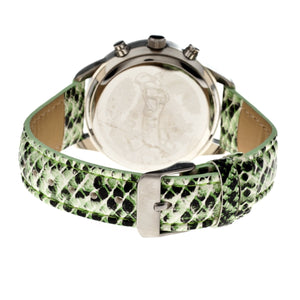 Boum Serpent Leather-Band Ladies Watch w/ Day/Date - Silver/Green - BOUBM2405