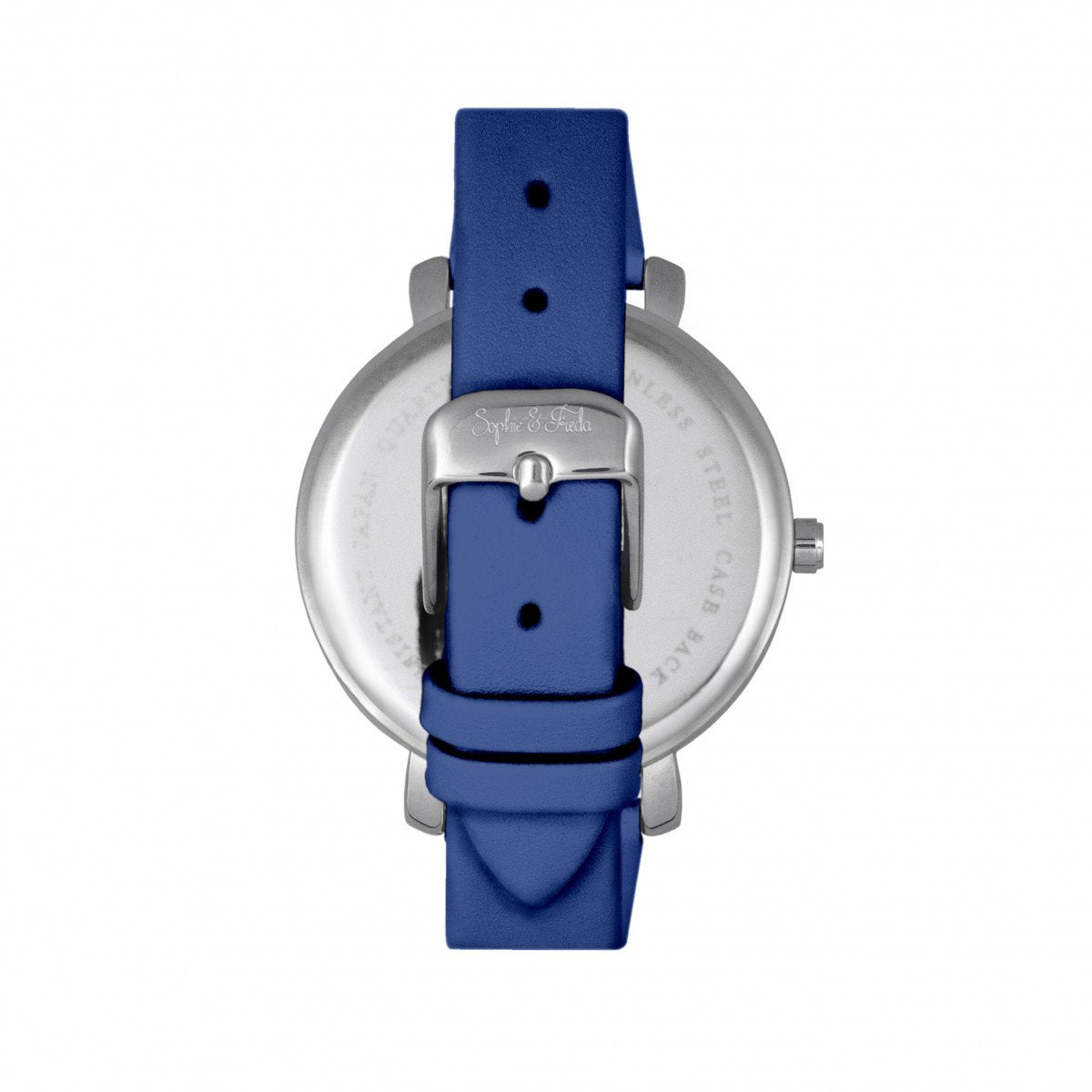 Sophie & Freda Key West Leather-Band Watch w/Swarovski Crystals - Silver/Blue - SAFSF4301