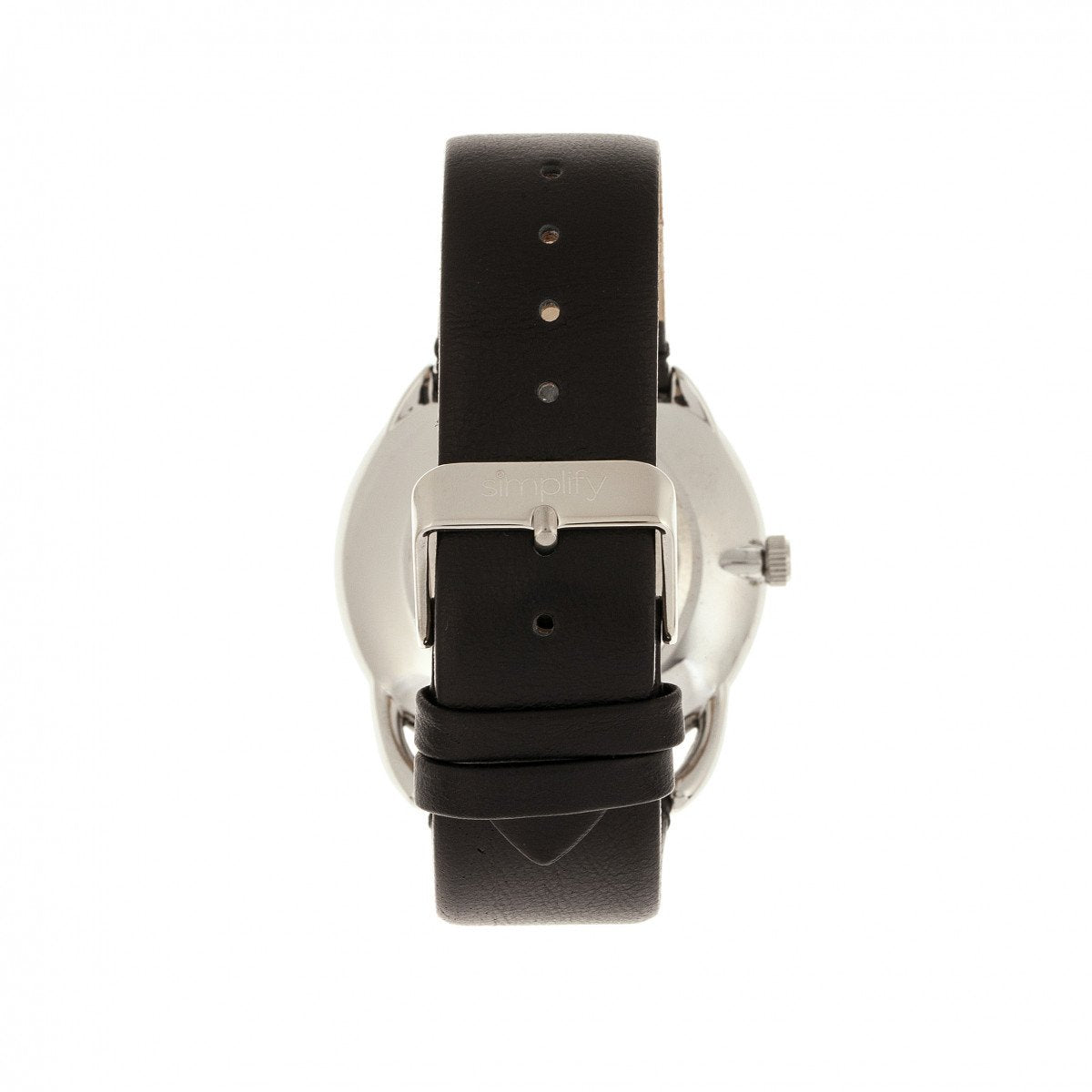 Simplify The 4900 Leather-Band Watch w/Date - Silver/Black - SIM4902