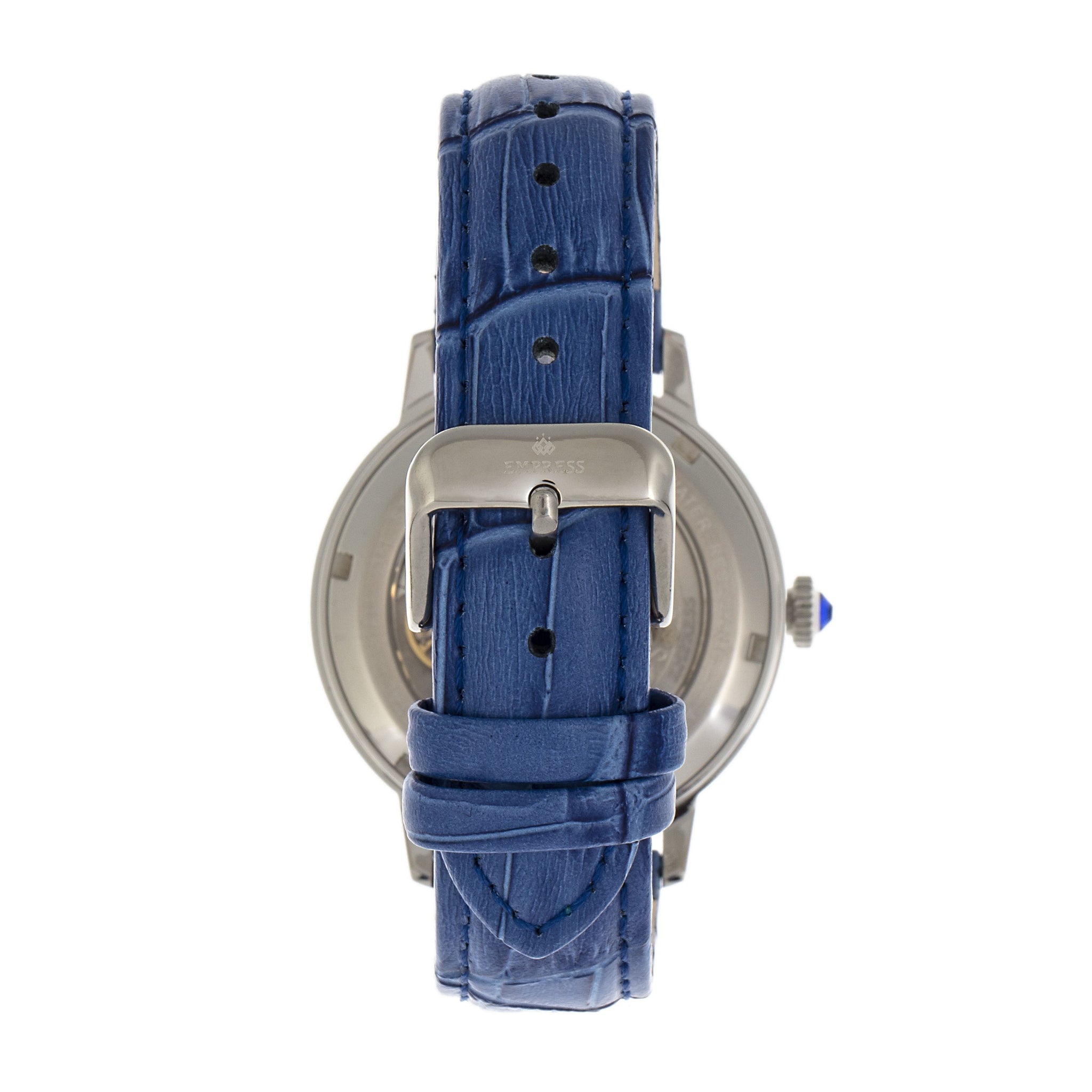 Empress Tatiana Automatic Semi-Skeleton Leather-Band Watch - Blue - EMPEM2902