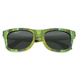 Spectrum Kalama Wood Polarized Sunglasses - Green Stripe/Black - SSGS104BK