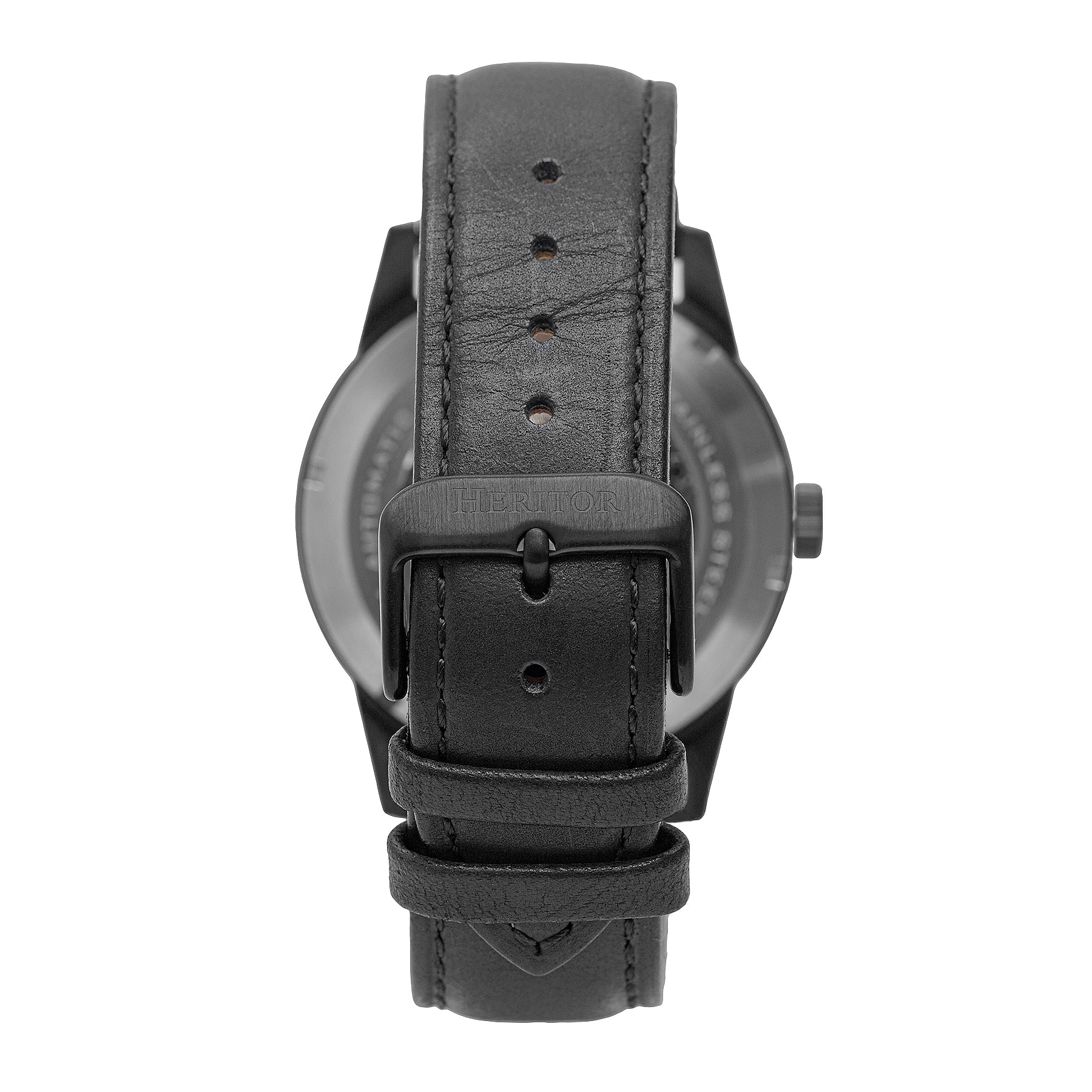 Heritor Automatic Jonas Leather-Band Skeleton Watch - Black - HERHR9506