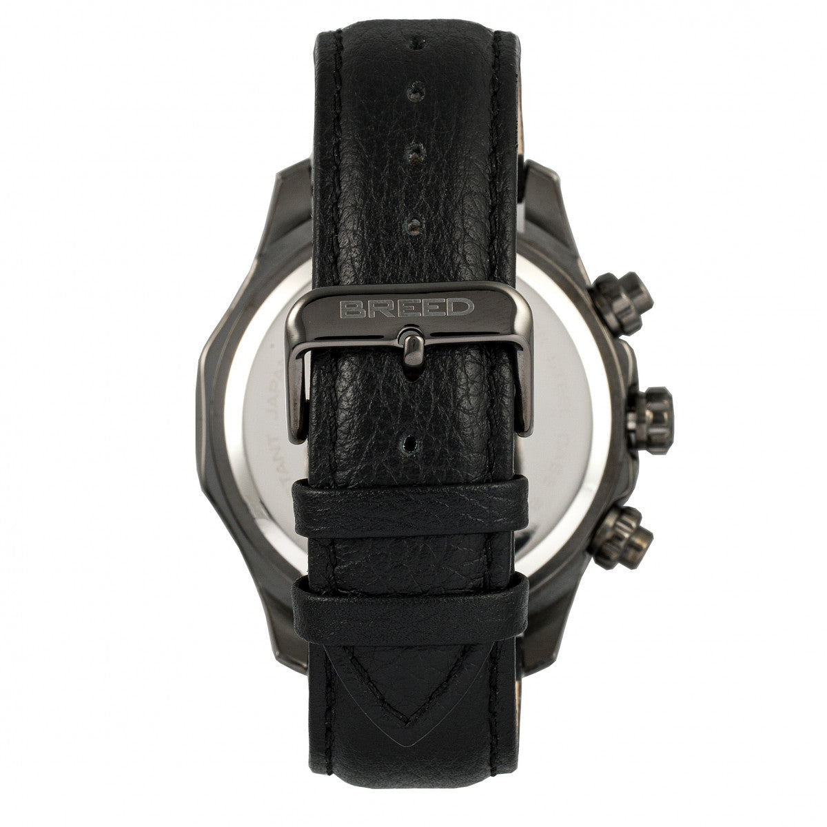Breed Lacroix Chronograph Leather-Band Watch - Gunmetal/Black - BRD6804