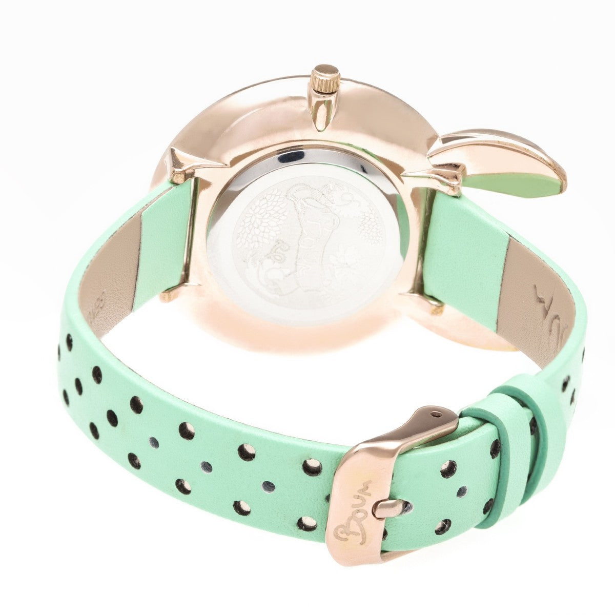 Boum Hotesse Bunny-Accent Leather-Band Watch - Rose Gold/Mint - BOUBM3505