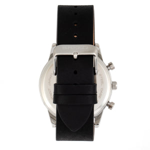 Breed Andreas Leather-Band Watch w/ Date - Silver/Black - BRD8705