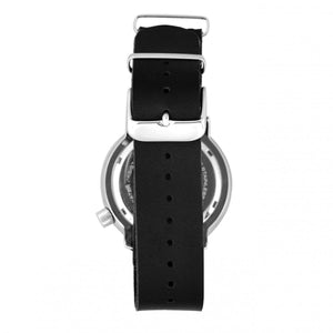 Morphic M74 Series Leather-Band Watch w/Magnified Date Display - Black/Grey/Blue - MPH7408