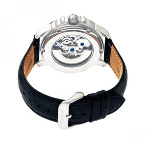 Heritor Automatic Bonavento Semi-Skeleton Leather-Band Watch - Silver/Black - HERHR5602