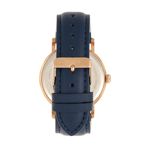 Elevon Von Braun Leather-Band Watch w/Date - Rose Gold/Blue - ELE112-3