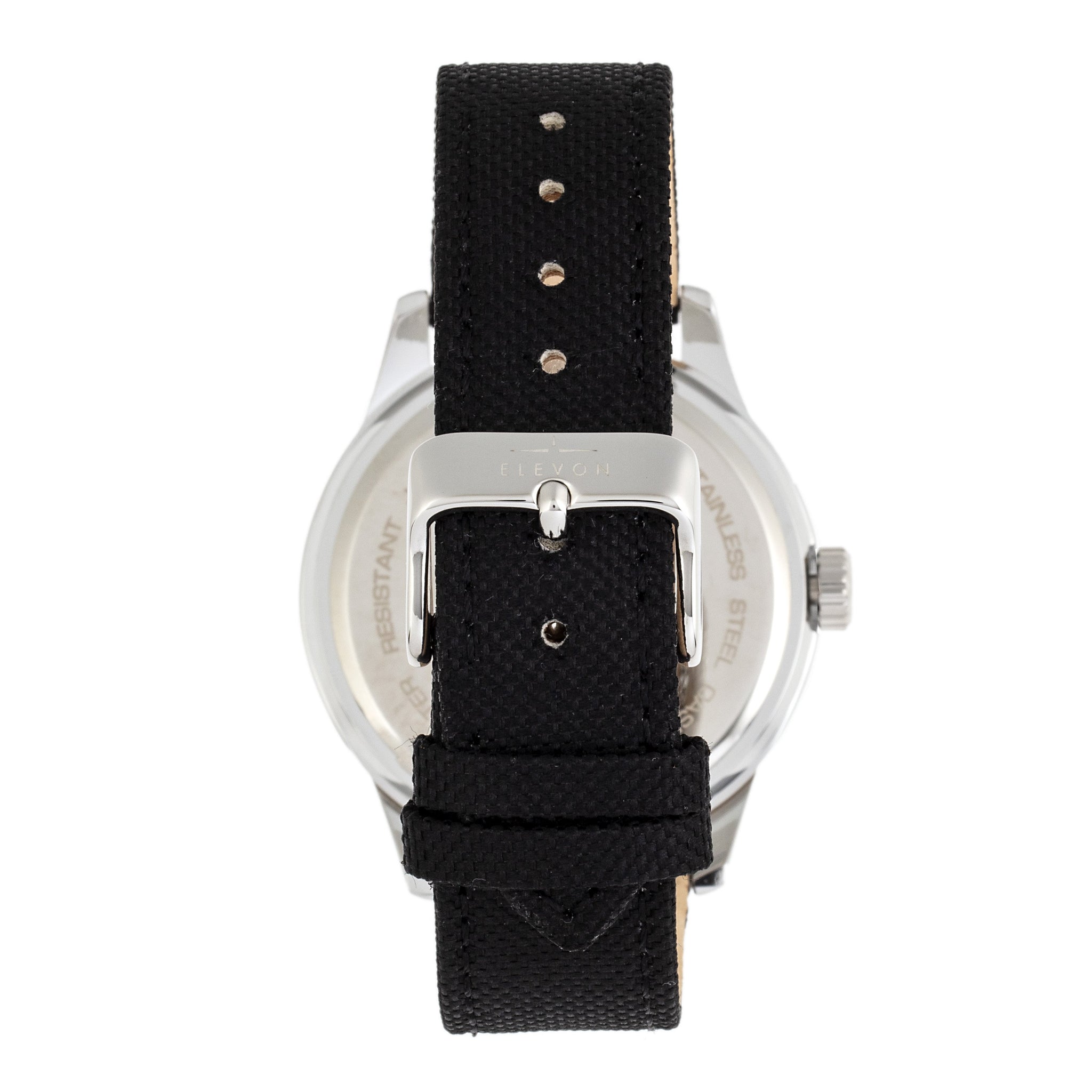 Elevon Bandit Leather-Band Watch w/Date - Black - ELE118-2