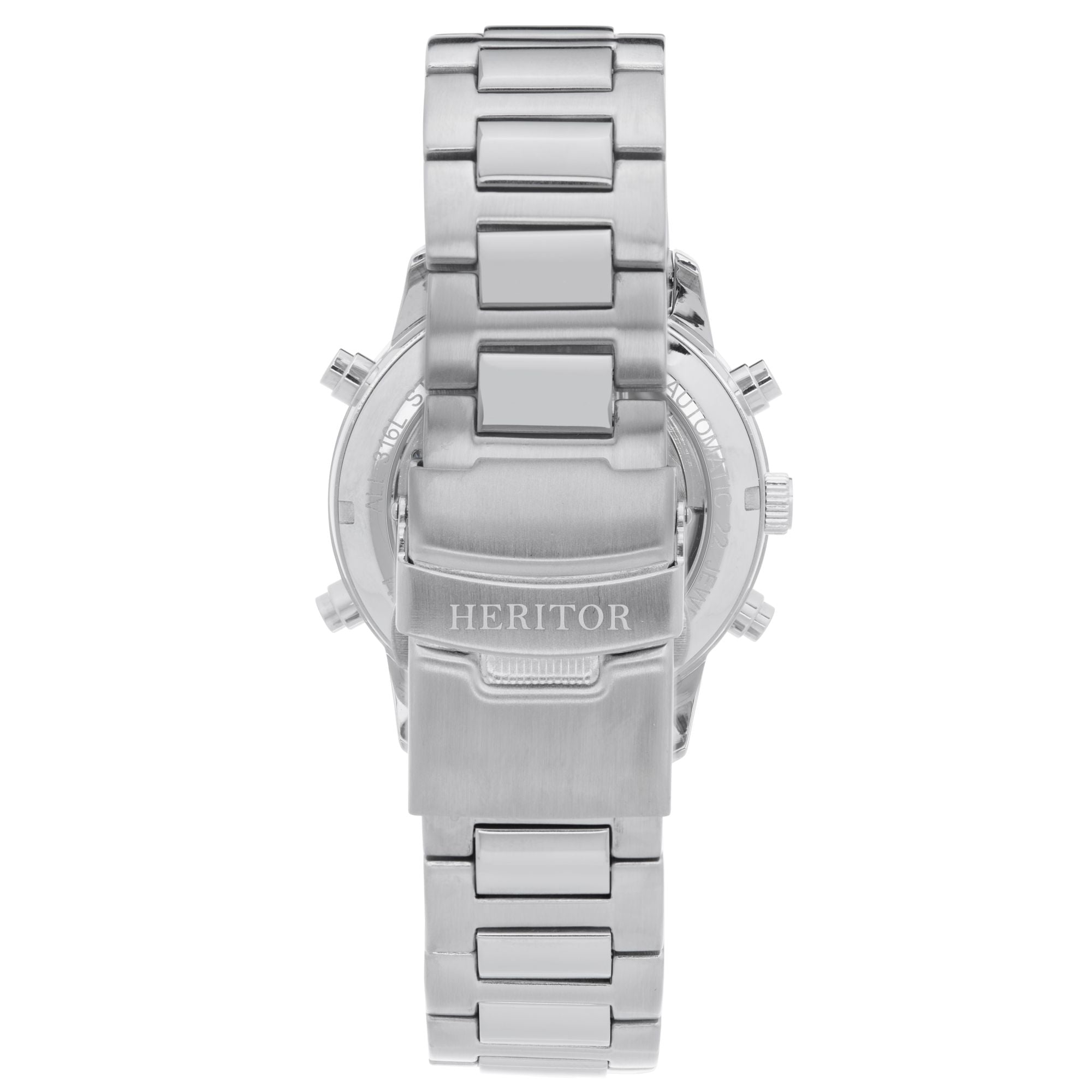 Heritor Automatic Wilhelm Semi-Skeleton Bracelet Watch w/Day/Date - Silver/Black - HERHS2102
