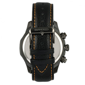 Breed Lacroix Chronograph Leather-Band Watch - Gunmetal/Orange - BRD6805
