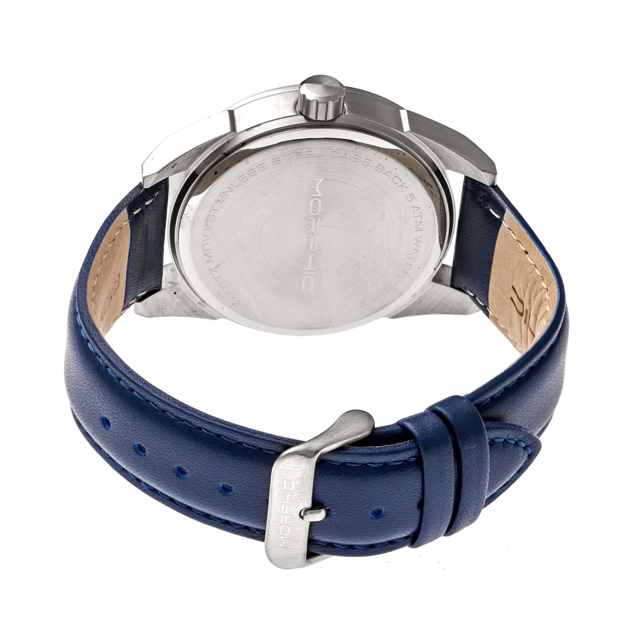 Morphic M63 Series Leather-Band Watch w/Date - Black/Blue - MPH6308