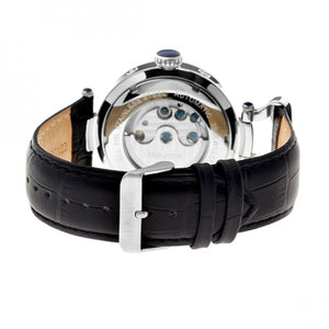 Heritor Automatic Ganzi Semi-Skeleton Leather-Band Watch - Silver - HERHR3301
