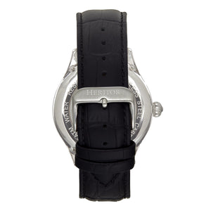 Heritor Automatic Hayward Semi-Skeleton Leather-Band Watch - Silver/Black - HERHR9402