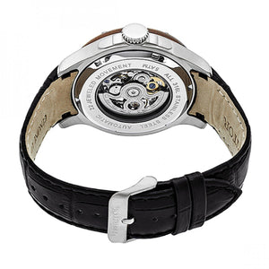 Heritor Automatic Belmont Skeleton Leather-Band Watch - Silver/Black - HERHR3902