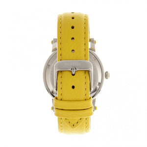 Bertha Chelsea MOP Leather-Band Ladies Watch - Silver/Yellow - BTHBR4902