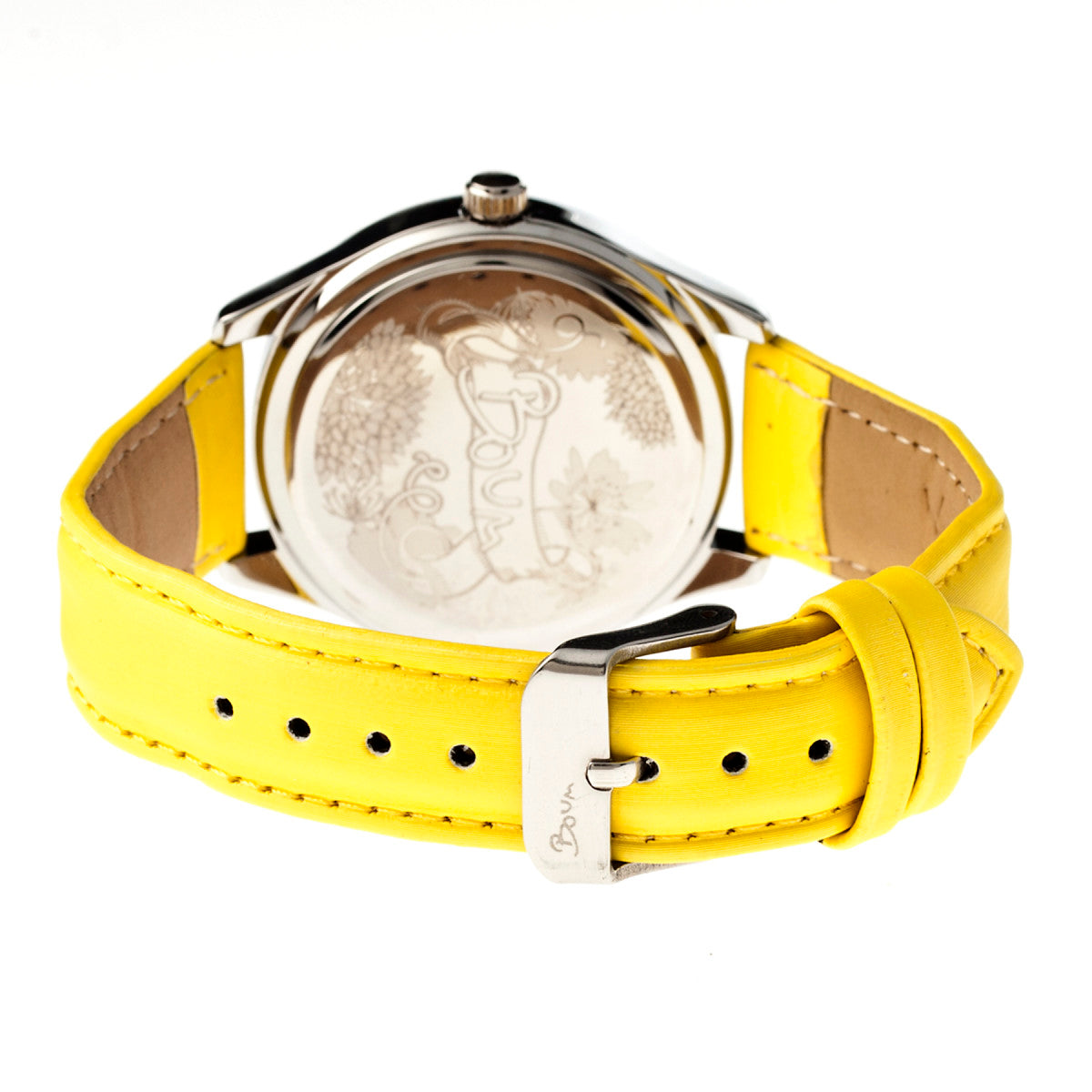 Boum Chic Mirror-Dial Leather-Band Ladies Watch - Silver/Yellow - BOUBM2002