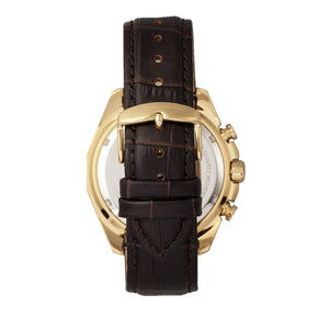 Morphic M66 Series Skeleton Dial Leather-Band Watch w/ Day/Date - Gold/Dark Brown - MPH6604