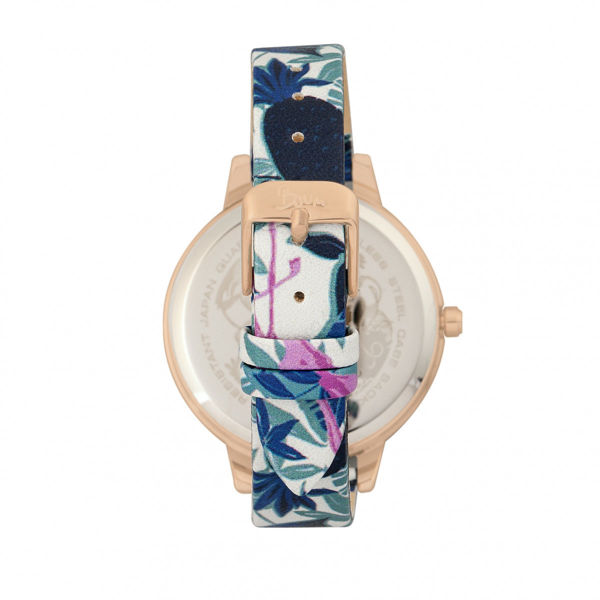 Boum Insouciant Leatherette Watch - Rose Gold/Blue - BOUBM5304