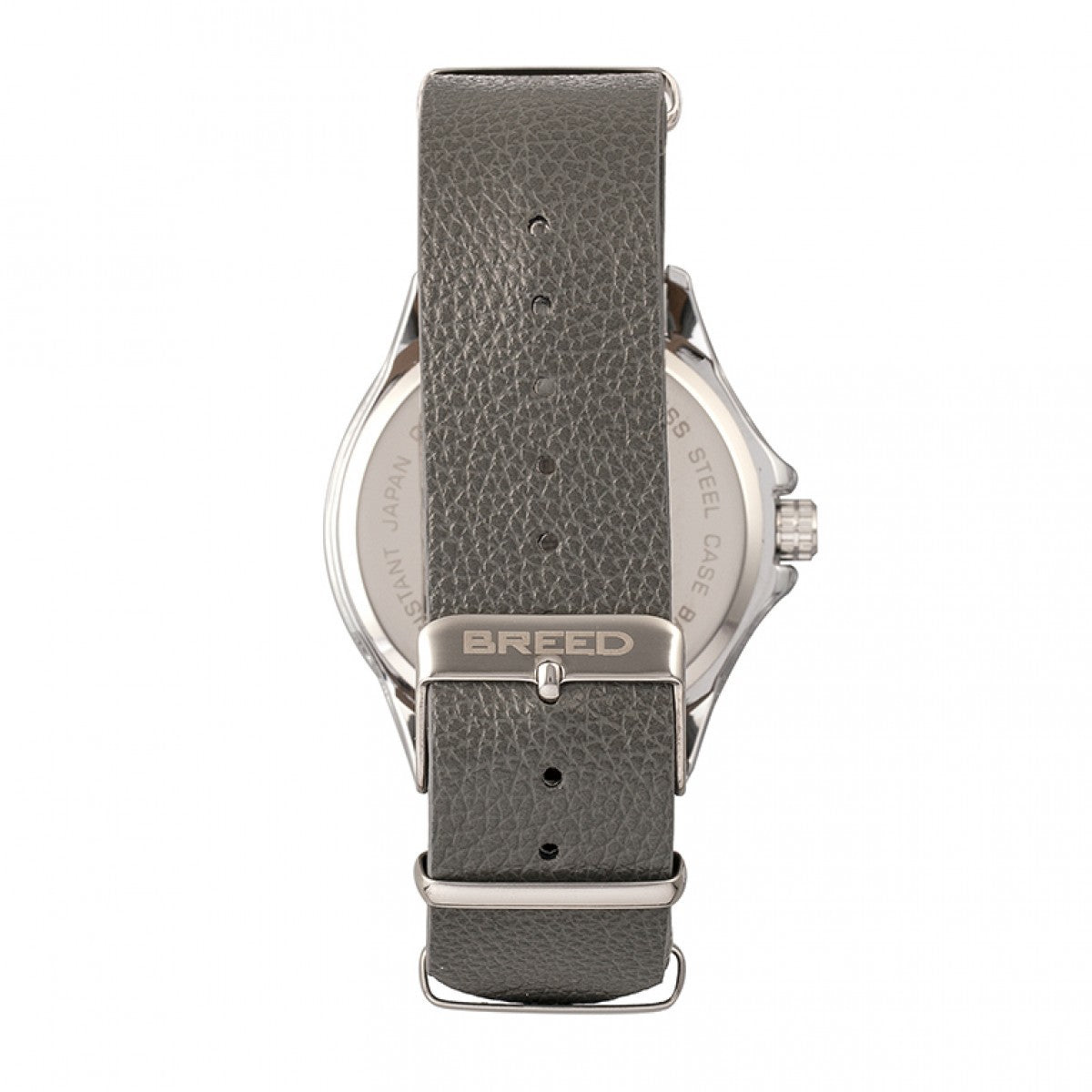 Breed Dixon Leather-Band Watch w/Day/Date - Silver/Grey - BRD7301