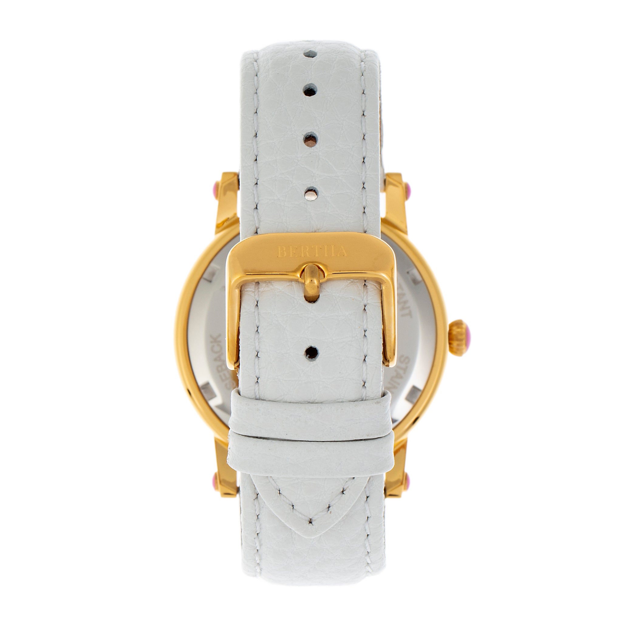 Bertha Betsy MOP Leather-Band Ladies Watch - Gold/White - BTHBR5703