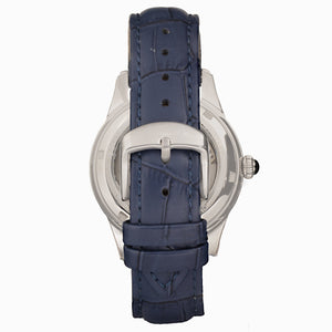 Empress Augusta Automatic Mosaic Mother-of-Pearl Leather-Band Watch - Silver/Blue - EMPEM3502