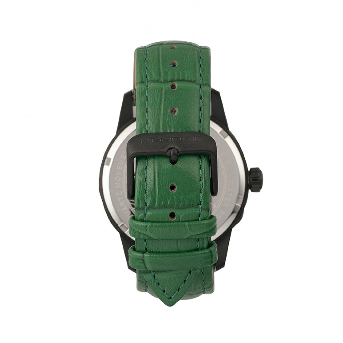 Morphic M56 Series Leather-Band Watch w/Date - Black/Green - MPH5607